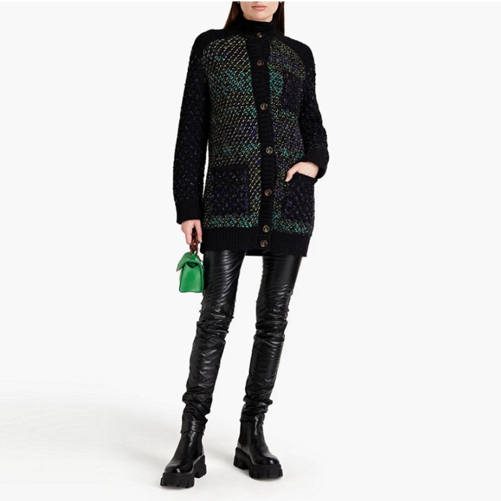 M MISSONI Metallic Jacquard-Knit Cardi-Coat